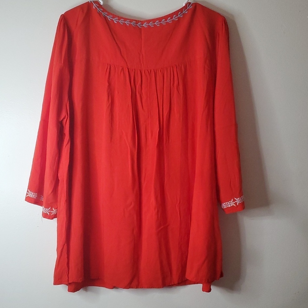 Andree By Unit Womens Plus Size BoHo Embroidered Spring Summer Blouse Top 1X - Picture 7 of 9